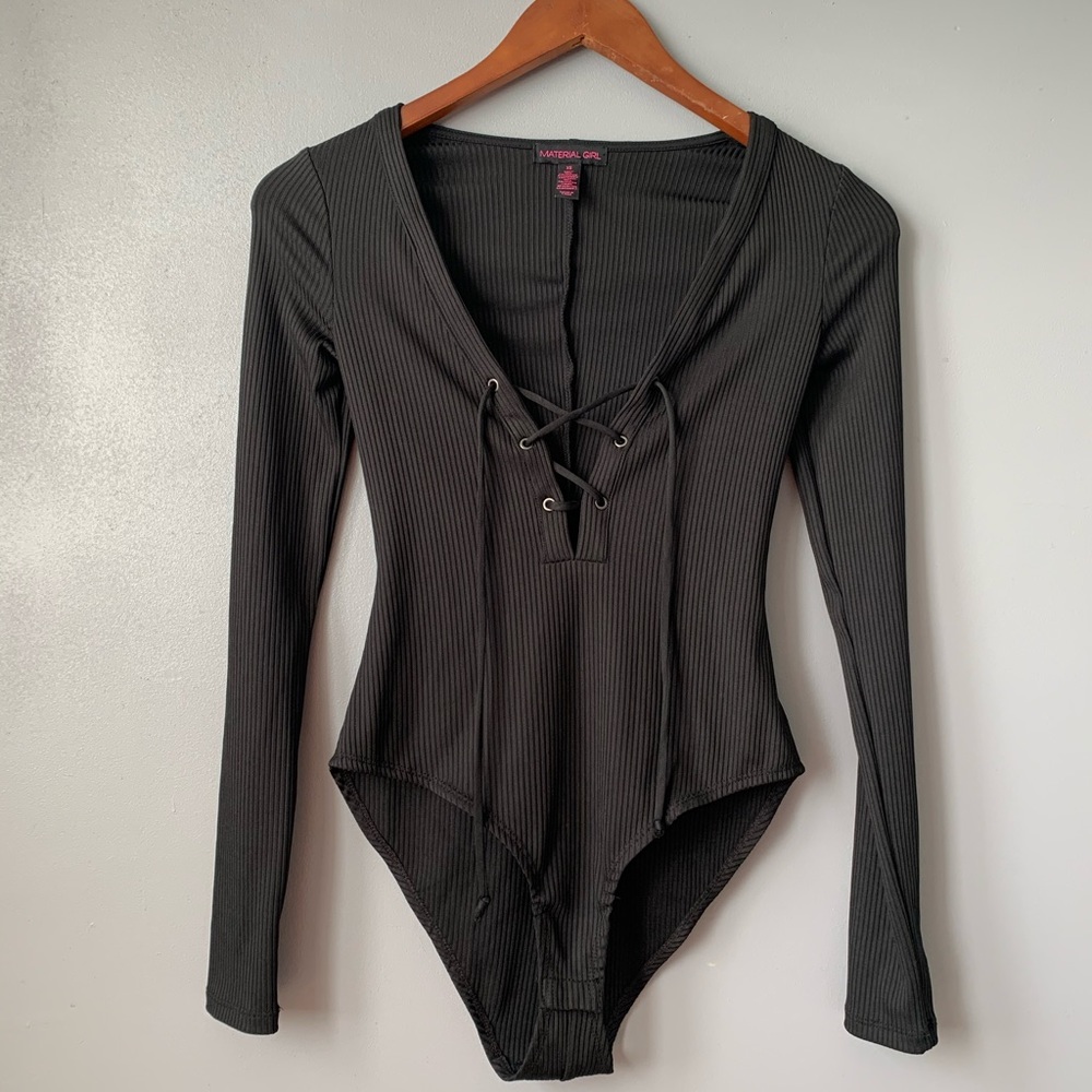 Black Lace-up Bodysuit